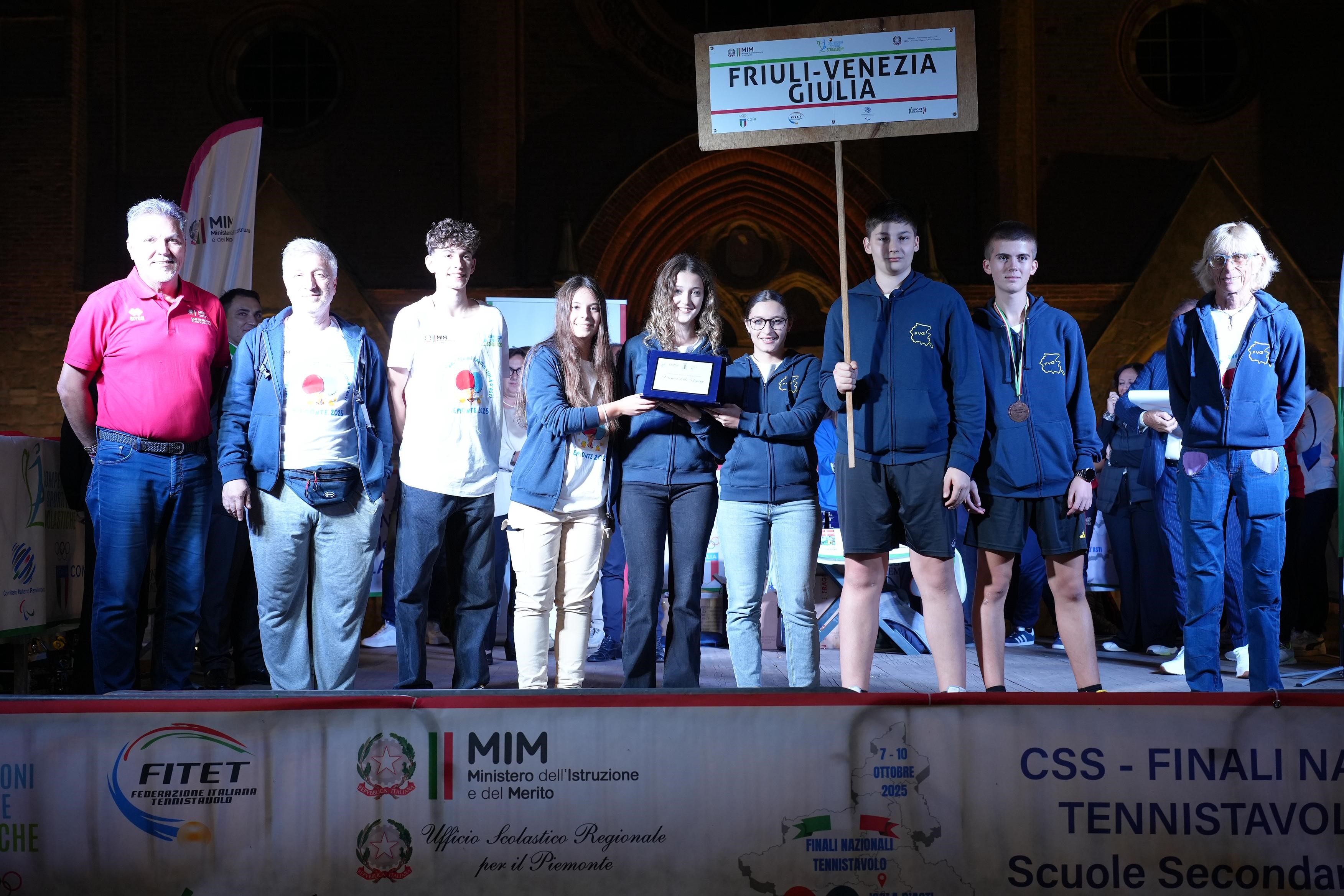 Finali Nazionali Gare Studentesche di Isola dAsti 2025 podio della classifica per Regioni