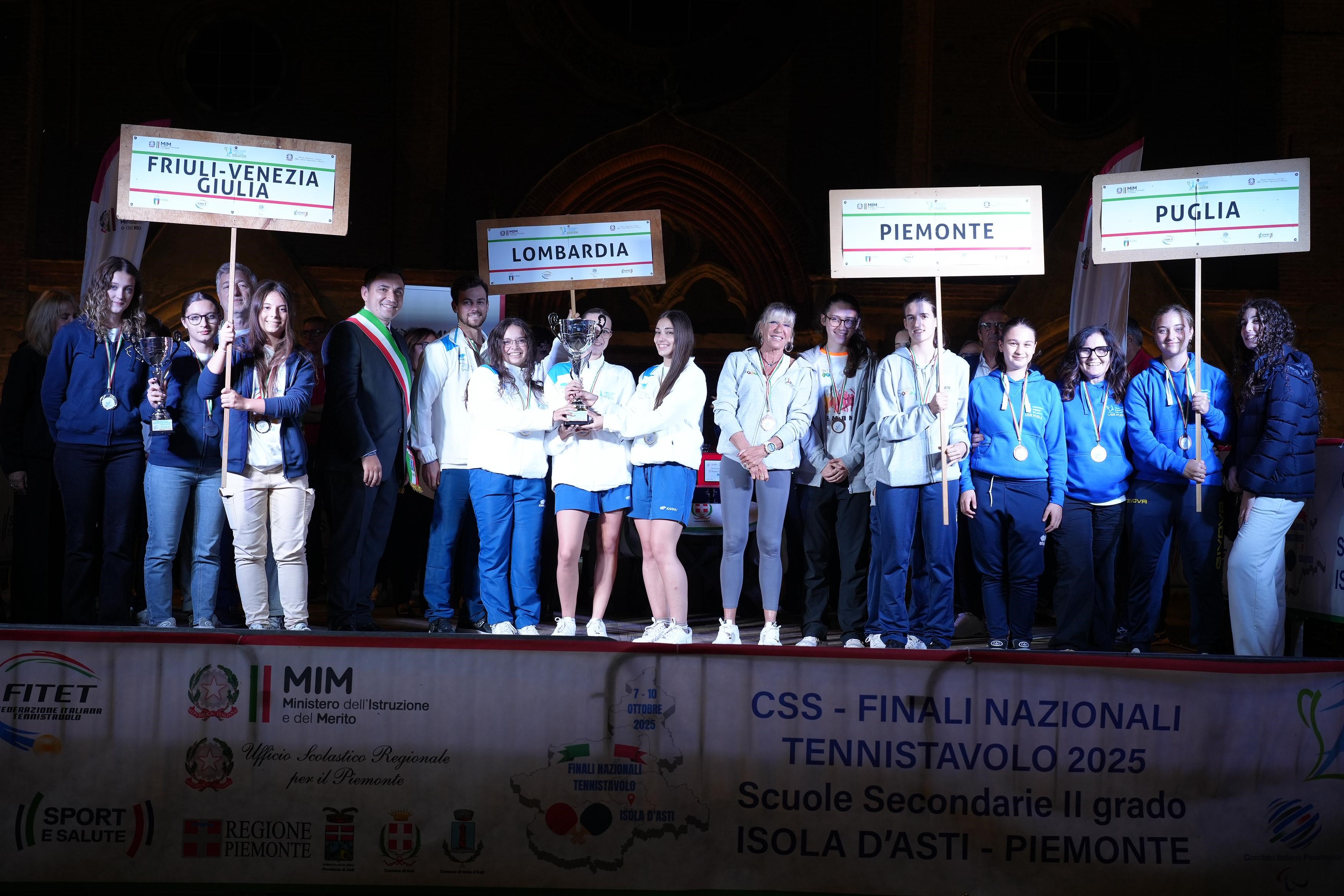 Finali Nazionali Gare Studentesche di Isola dAsti 2025 podio della gara a squadre femminile