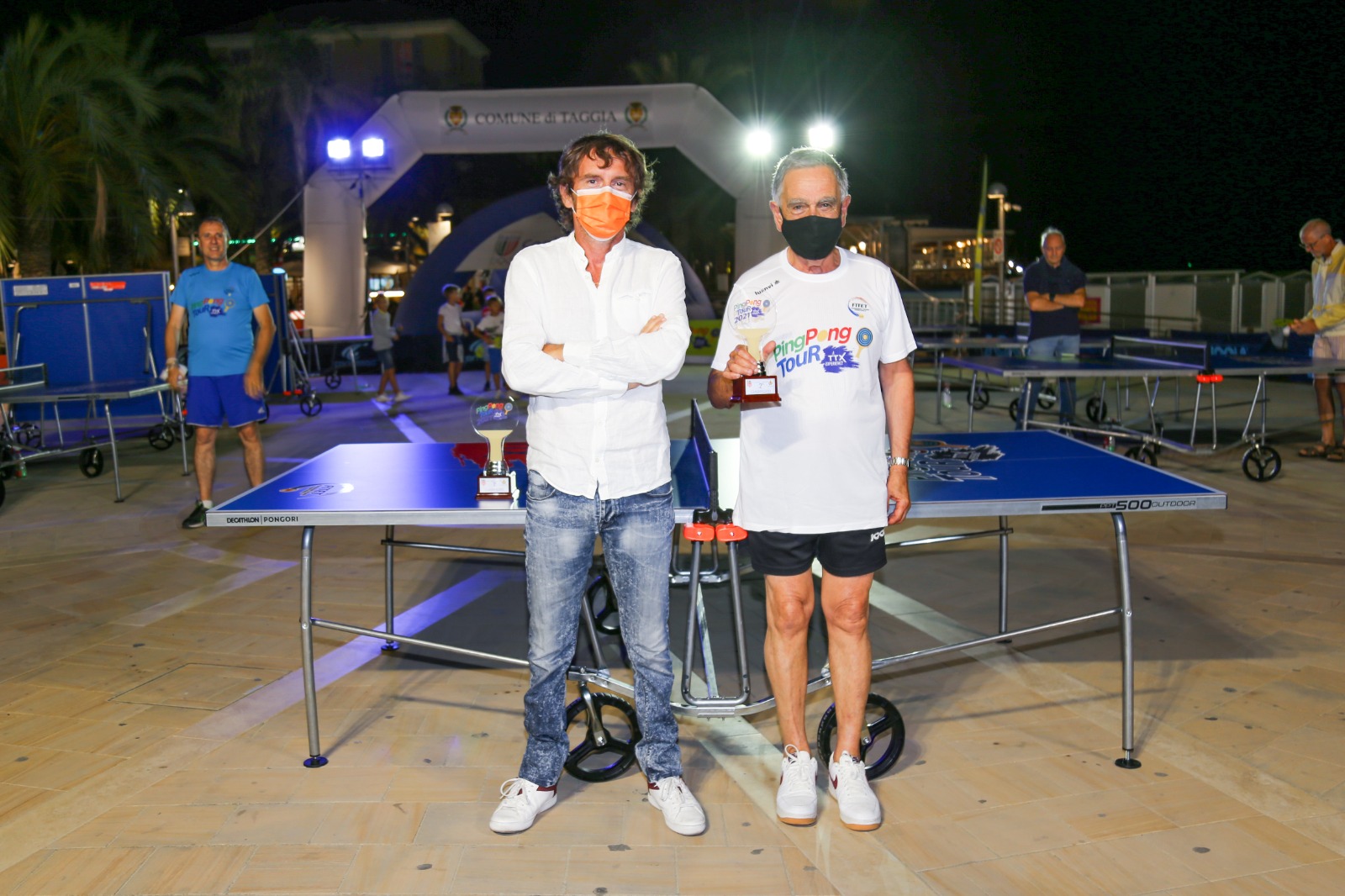 Foto 3 Tappa Ping Pong Tour 2021 di Arma di Taggia il vicepres vicario federale Carlo Borella con Armando Torregrossa