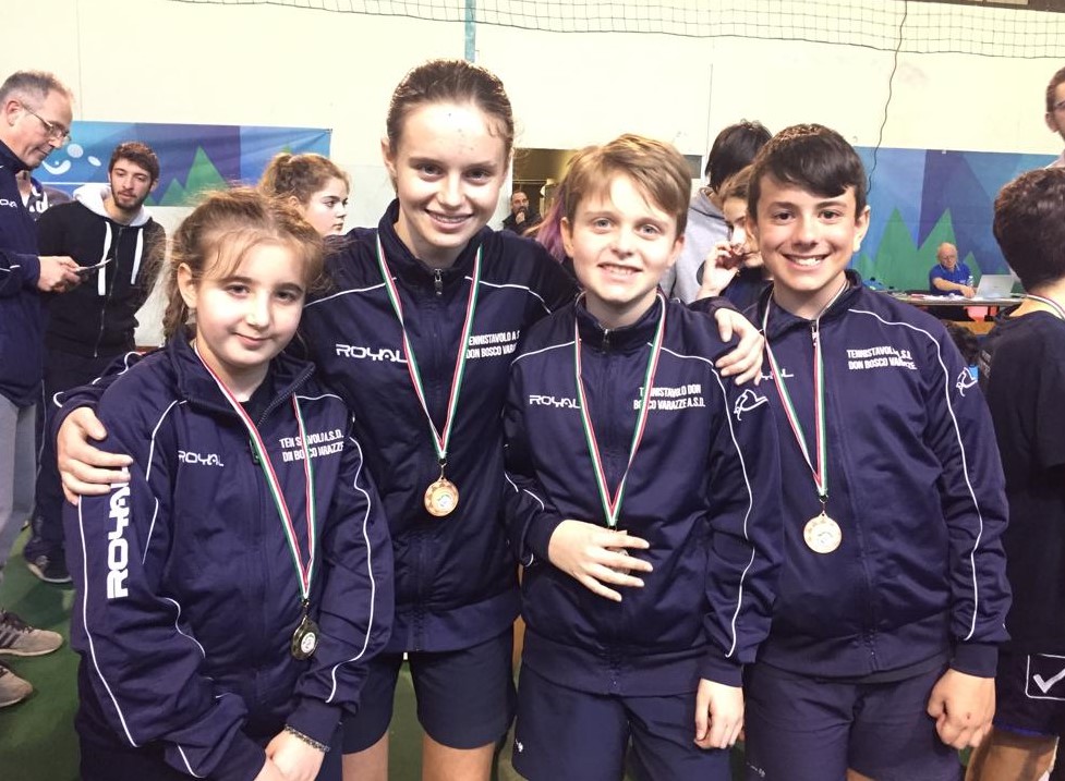 Foto 5 Virginia Costa Lavinia Cerruti Alessandro Tiberti e Luca Bruzzone a medaglia campionato regionale giovanile 2017 chiavari