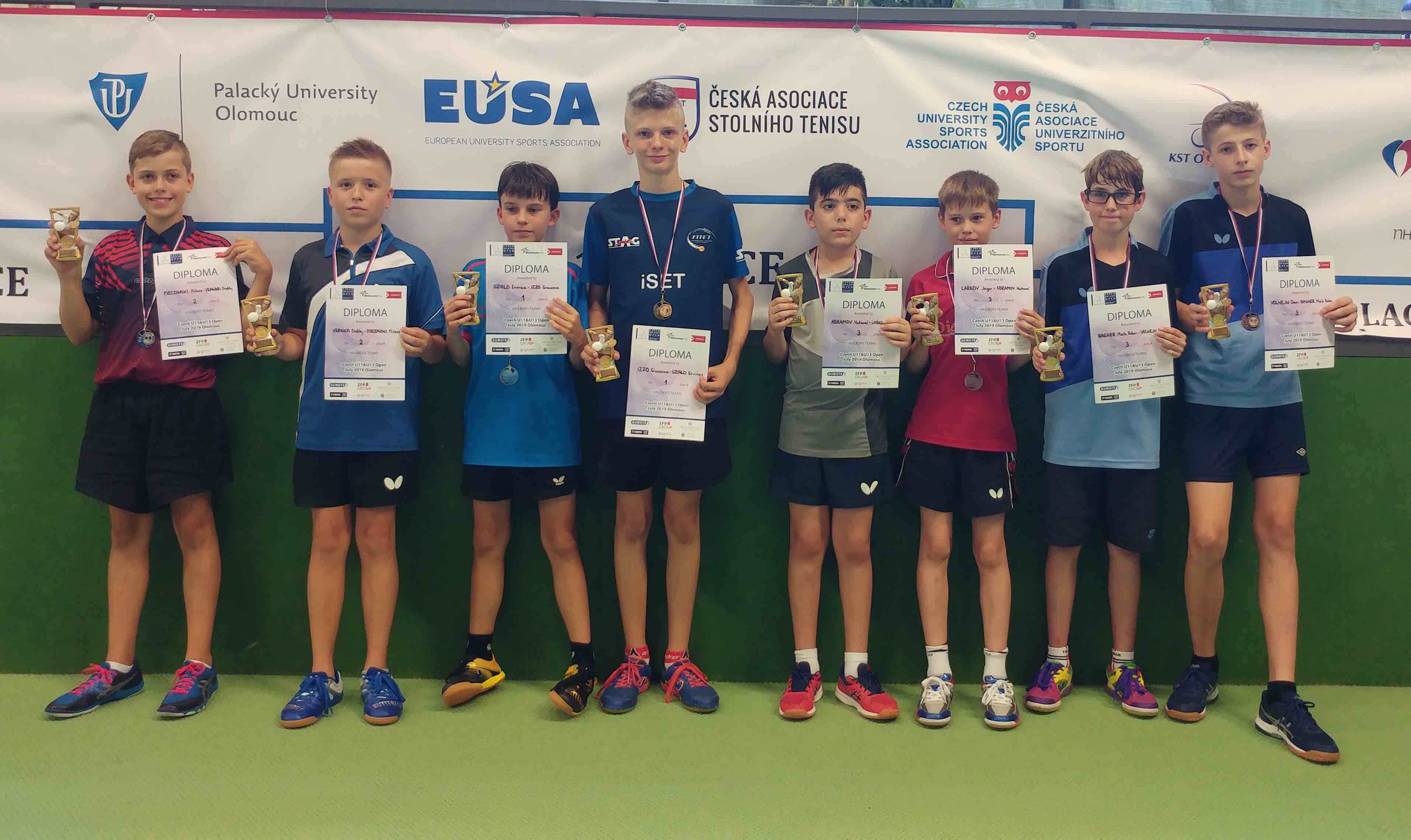 Giacomo Izzo torneo Under 11 Under 13 Olomouc luglio 2019 podio a squadre ok