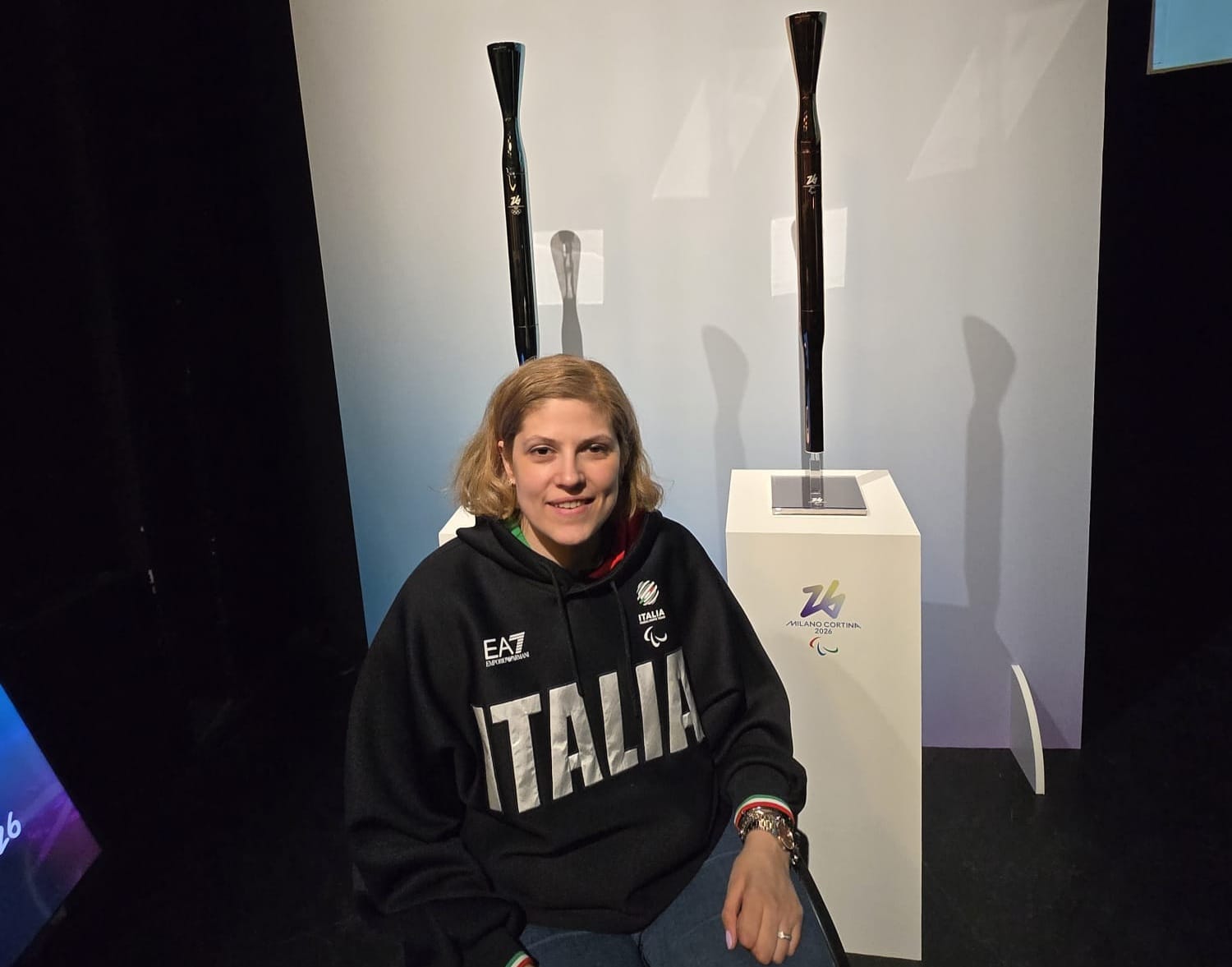 Giada Rossi alla presentazione delle torce di Milano Cortina 2026