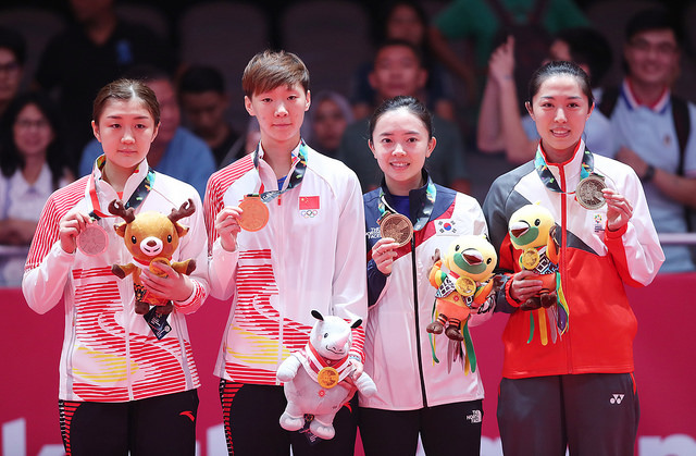 Giochi Asiatici 2018 podio singolare femminile