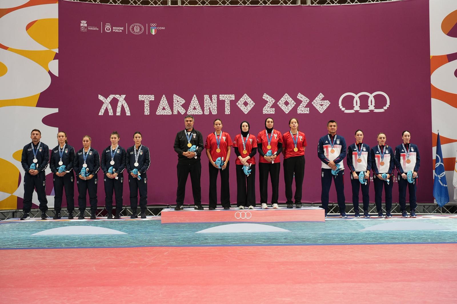 Giochi del Mediterraneo di Taranto 2026 podio della gara a squadre femminile