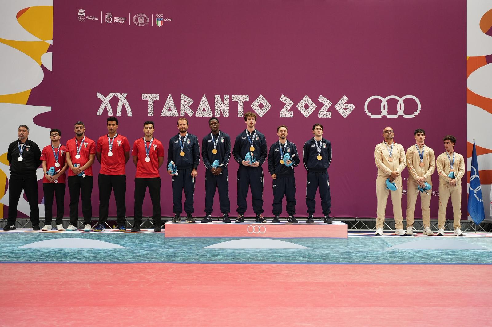 Giochi del Mediterraneo di Taranto 2026 podio della gara a squadre maschile