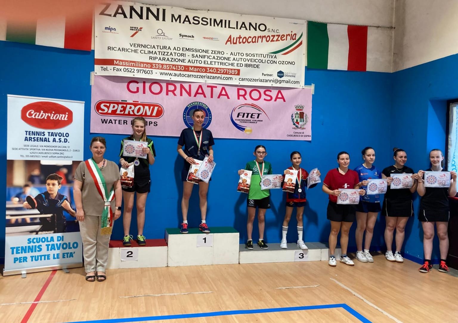 Giornate Rosa di Cadelbosco 3 4 maggio 2025 podio del singolare di quinta categoria
