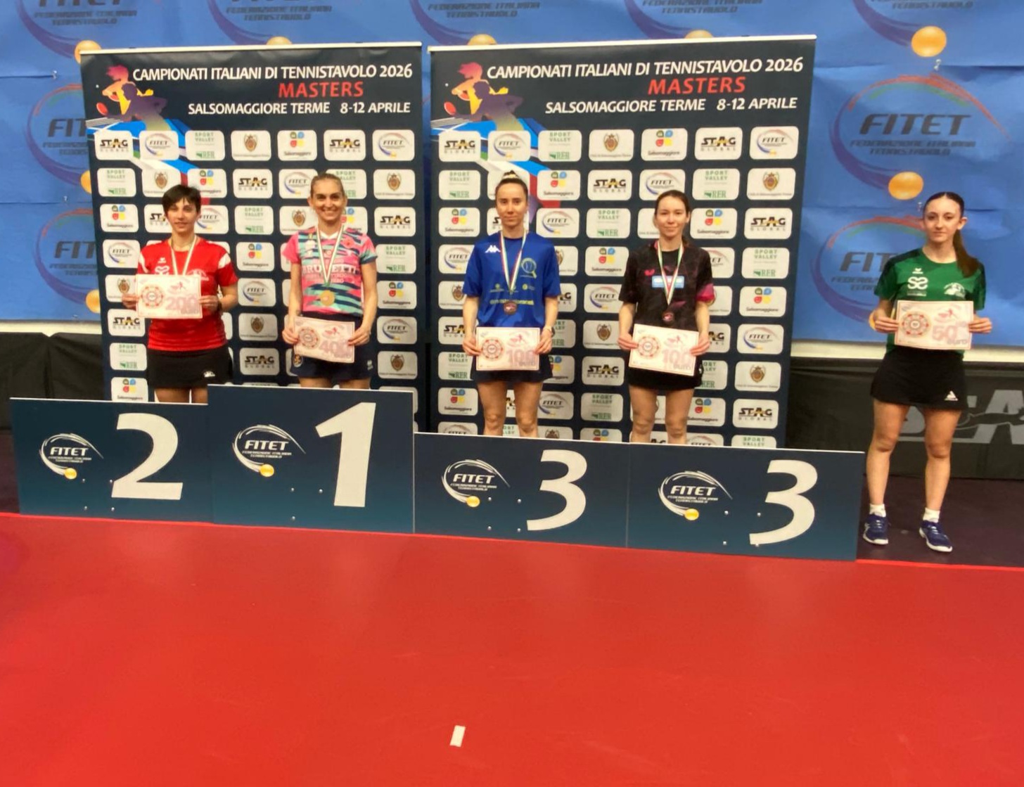 Giornate Rosa di Salsomaggiore 3 4 aprile 2026 podio del singolare Top 2