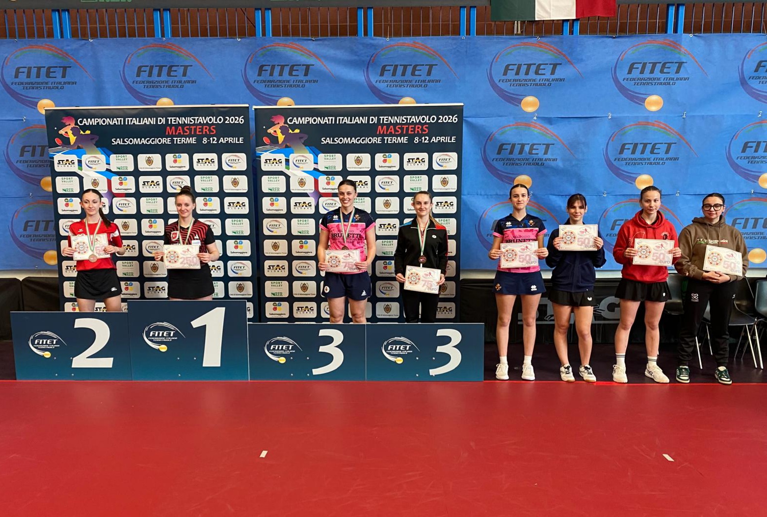 Giornate Rosa di Salsomaggiore 3 4 aprile 2026 podio del singolare Top 3