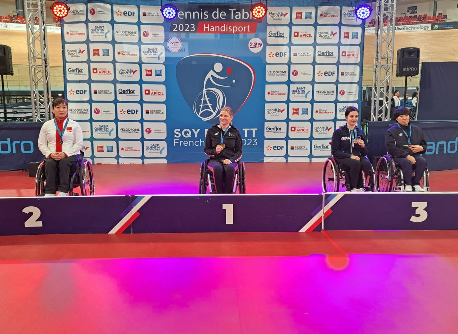 ITTF SQY French Para Open 2023 podio del singolare di classe 3 con Carlotta Ragazzini bronzo