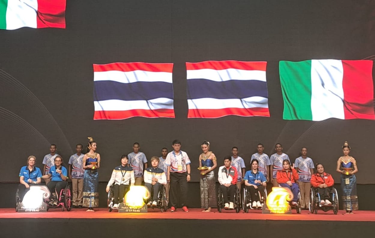 ITTF Thailand Para Open 2024 podio del doppio femminile di classe WD5 con Brunelli e Rossi dargento