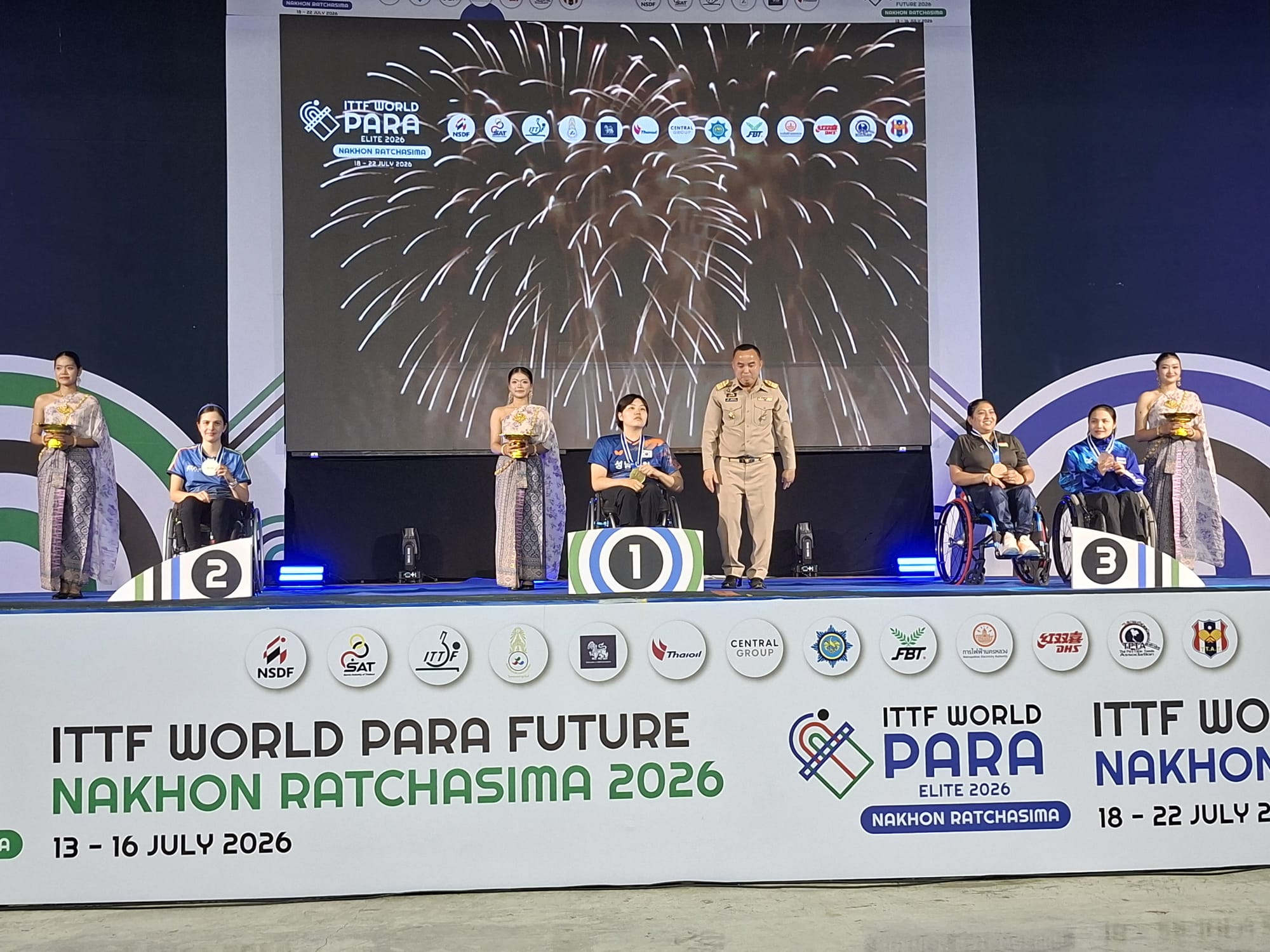 ITTF Wold Para Elite Nakhon Ratchasima 2026 podio del singolare di classe 3 con Carlotta Ragazzini argento