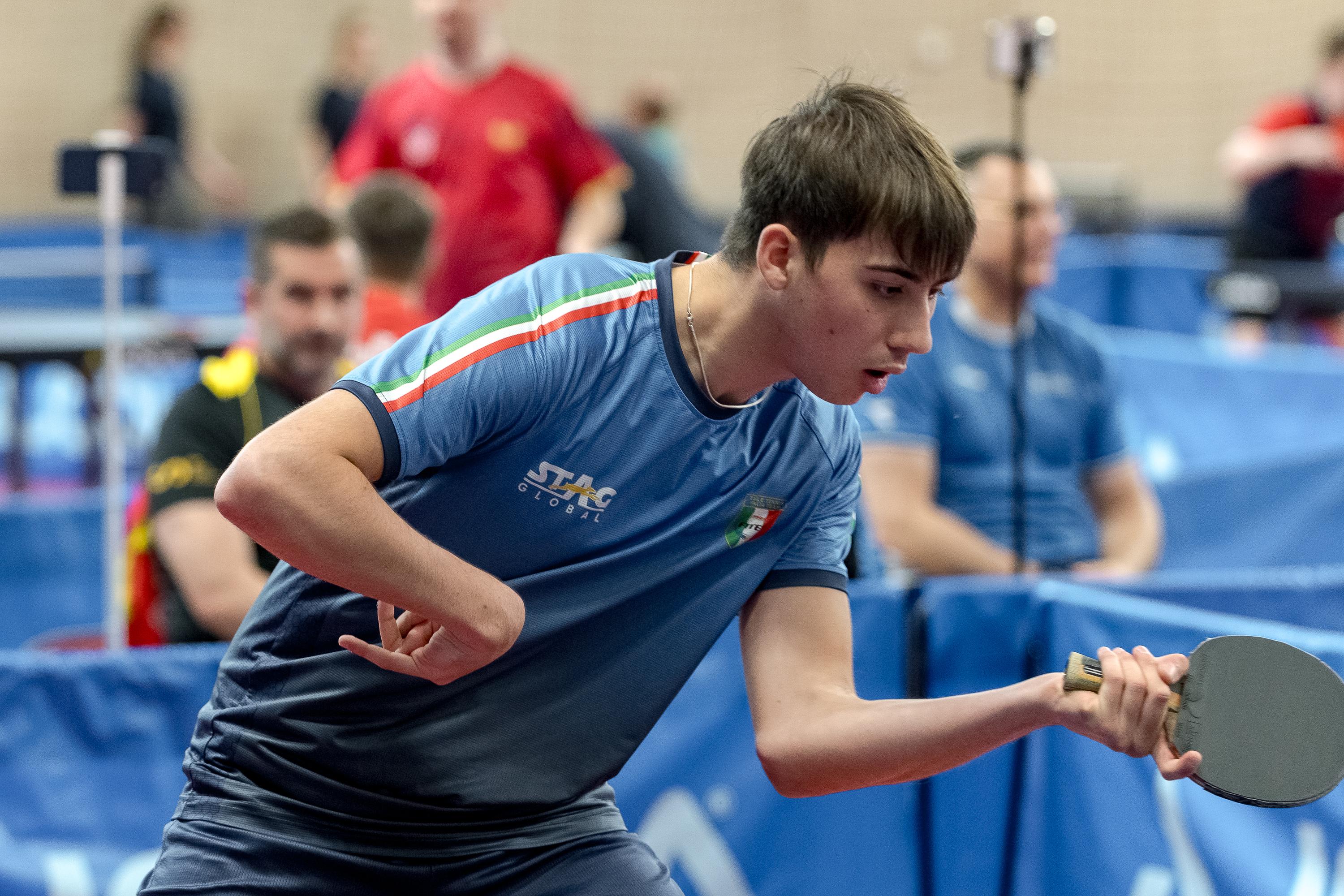 ITTF World Para Challenger Podgorica 2026 Ludo Bini in azione di diritto