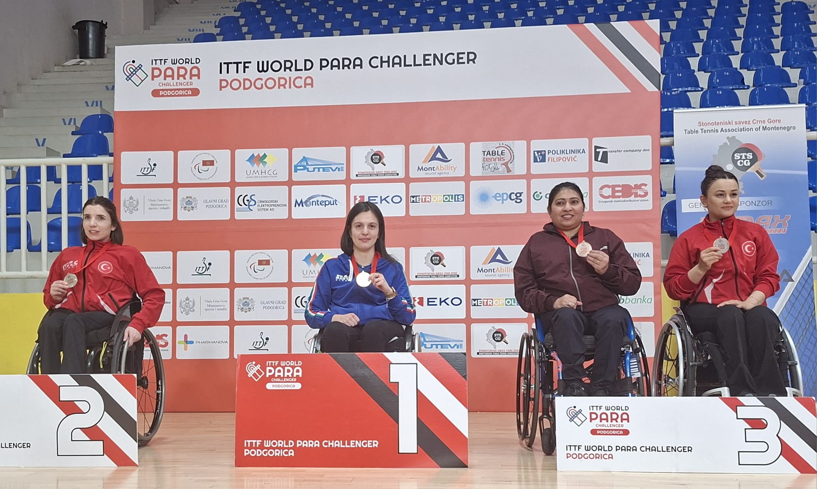 ITTF World Para Challenger Podgorica 2026 podio del singolare di classe 3 con Carlotta Ragazzini oro