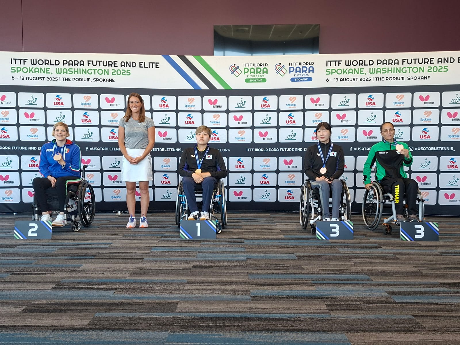 ITTF World Para Elite Spokane 2025 podio del singolare femminile di classe 1 3 con Giada Rossi dargento