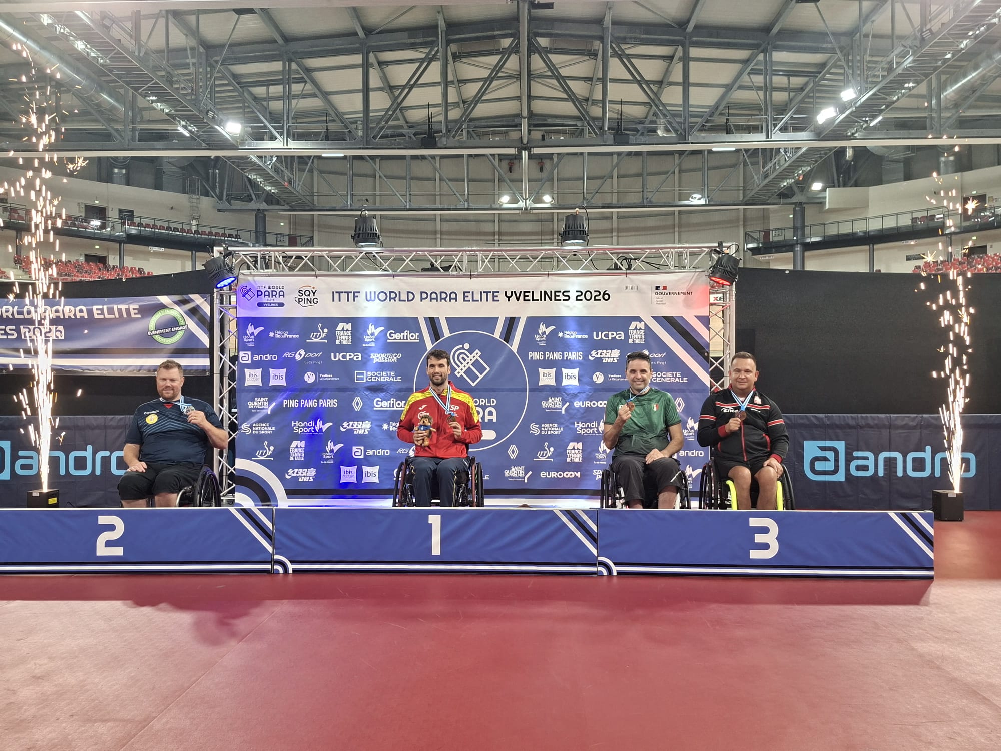 ITTF World Para Elite Yvelines 2026 podio del singolare di classe 2 con Federico Crosara bronzo