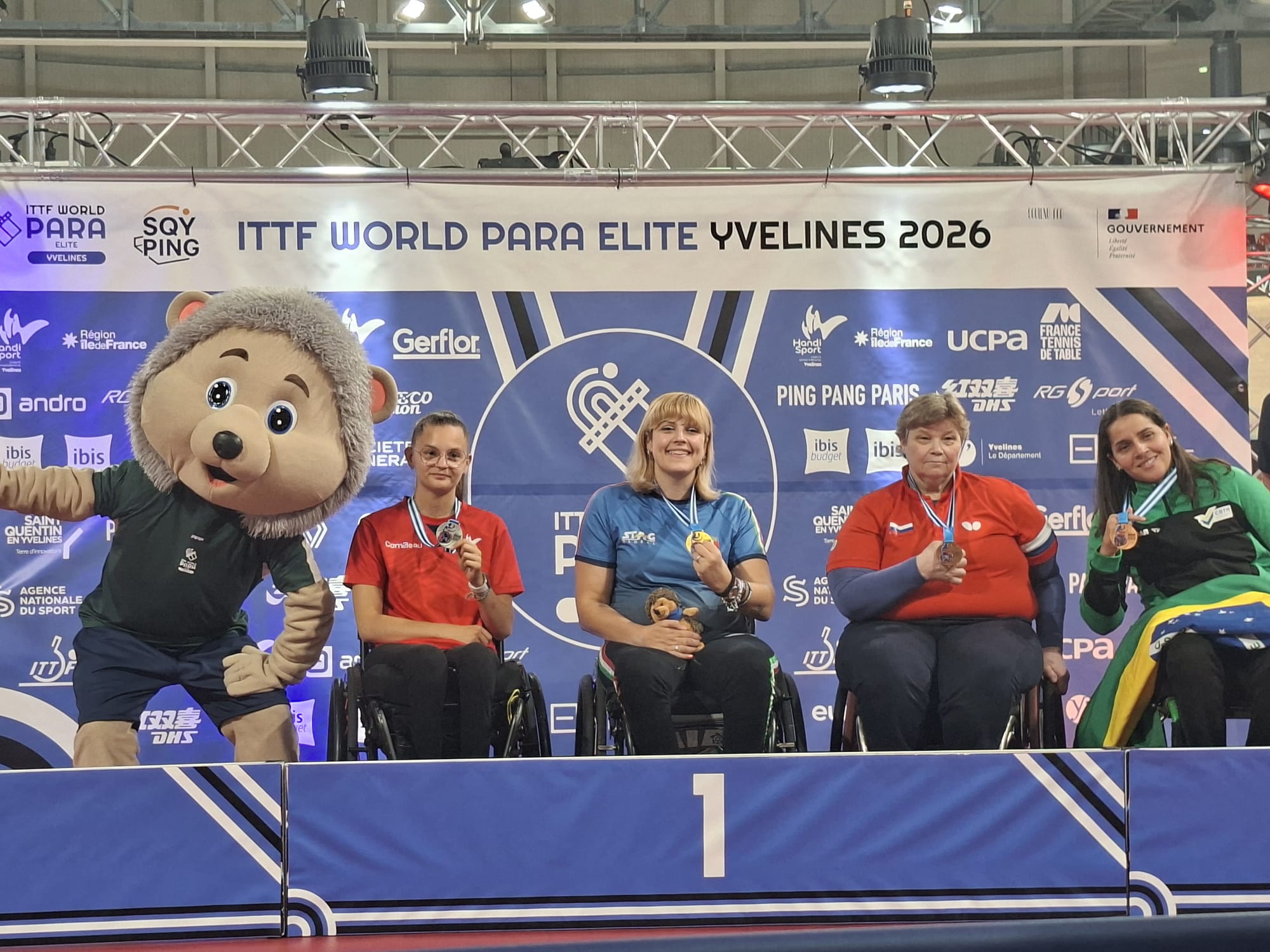 ITTF_World_Para_Elite_Yvelines_2026_podio_del_singolare_di_classe_2_con_Giada_Rossi_oro