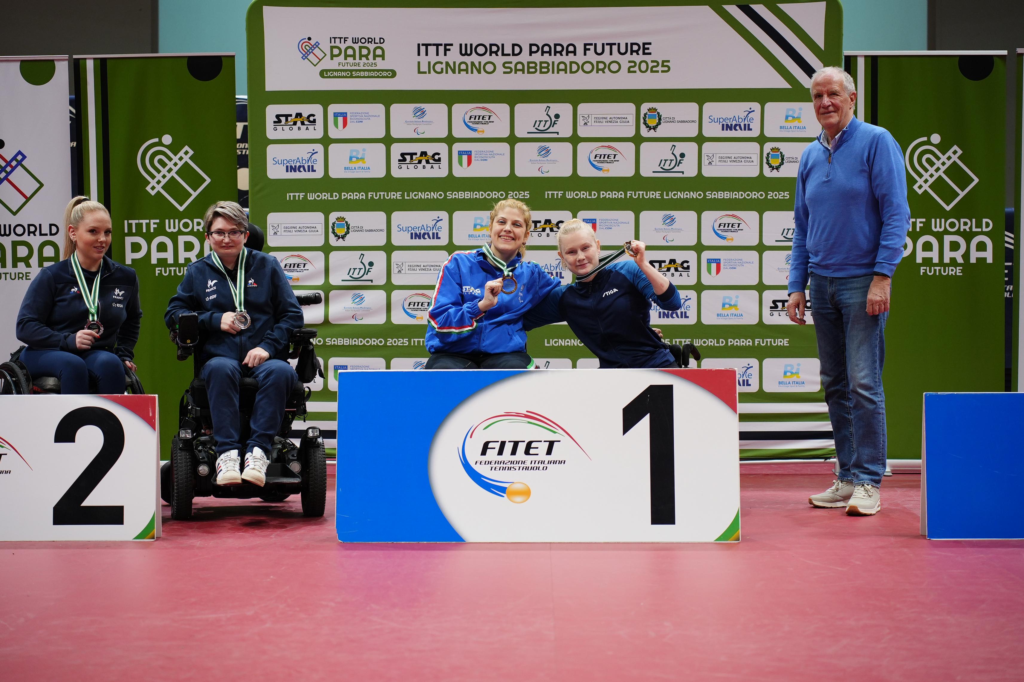 ITTF World Para Future Lignano 2025 podio del doppio femminile di classe WD5