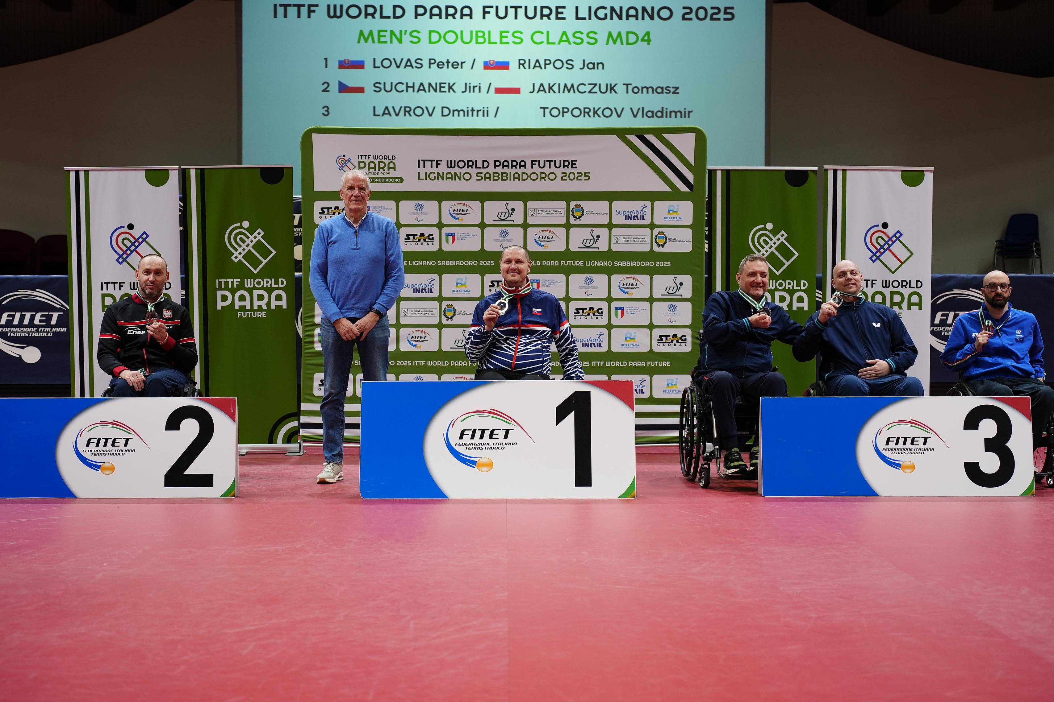 ITTF World Para Future Lignano 2025 podio del doppio maschile di classe MD4