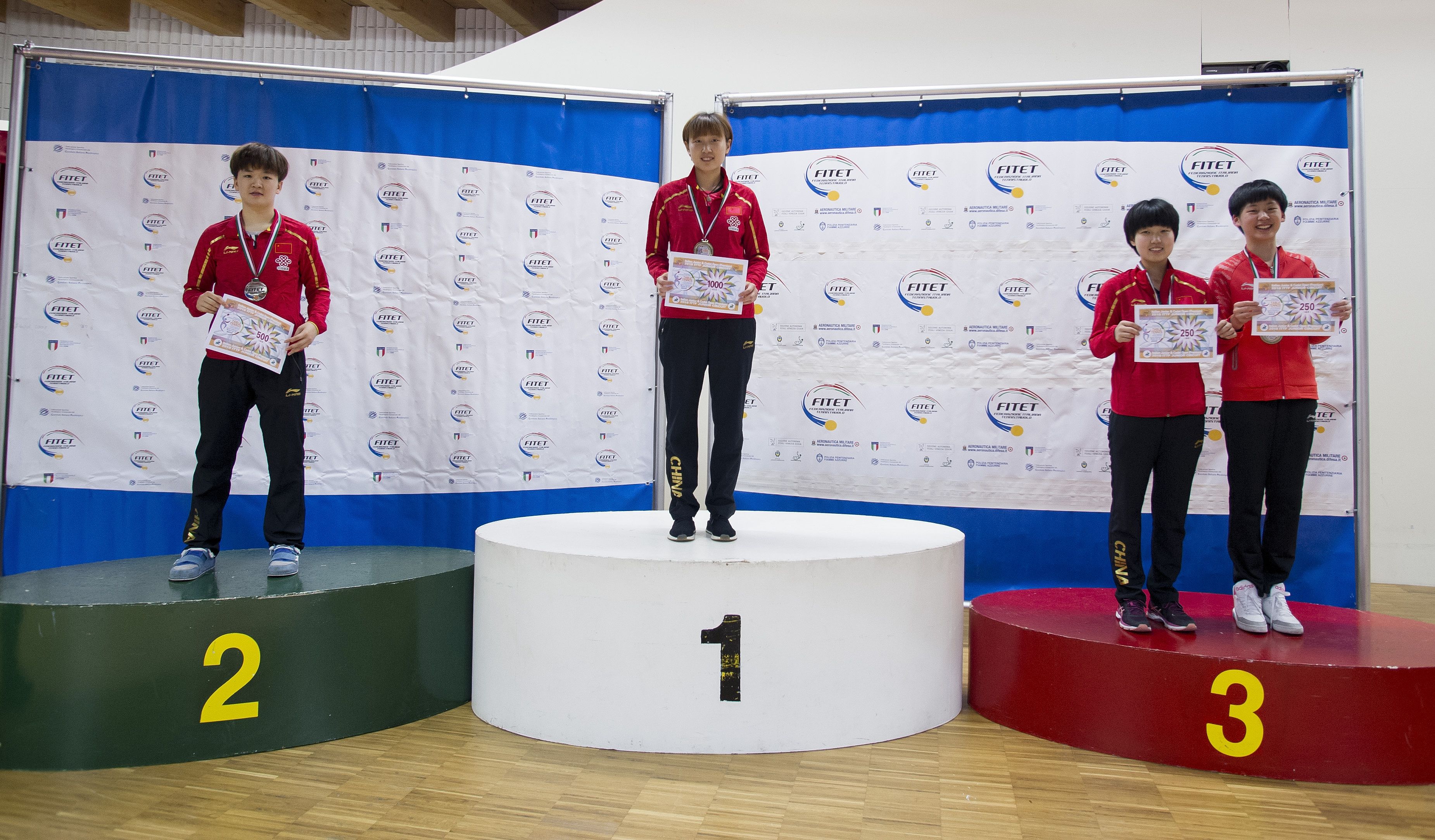 Junior Girls Singles podium