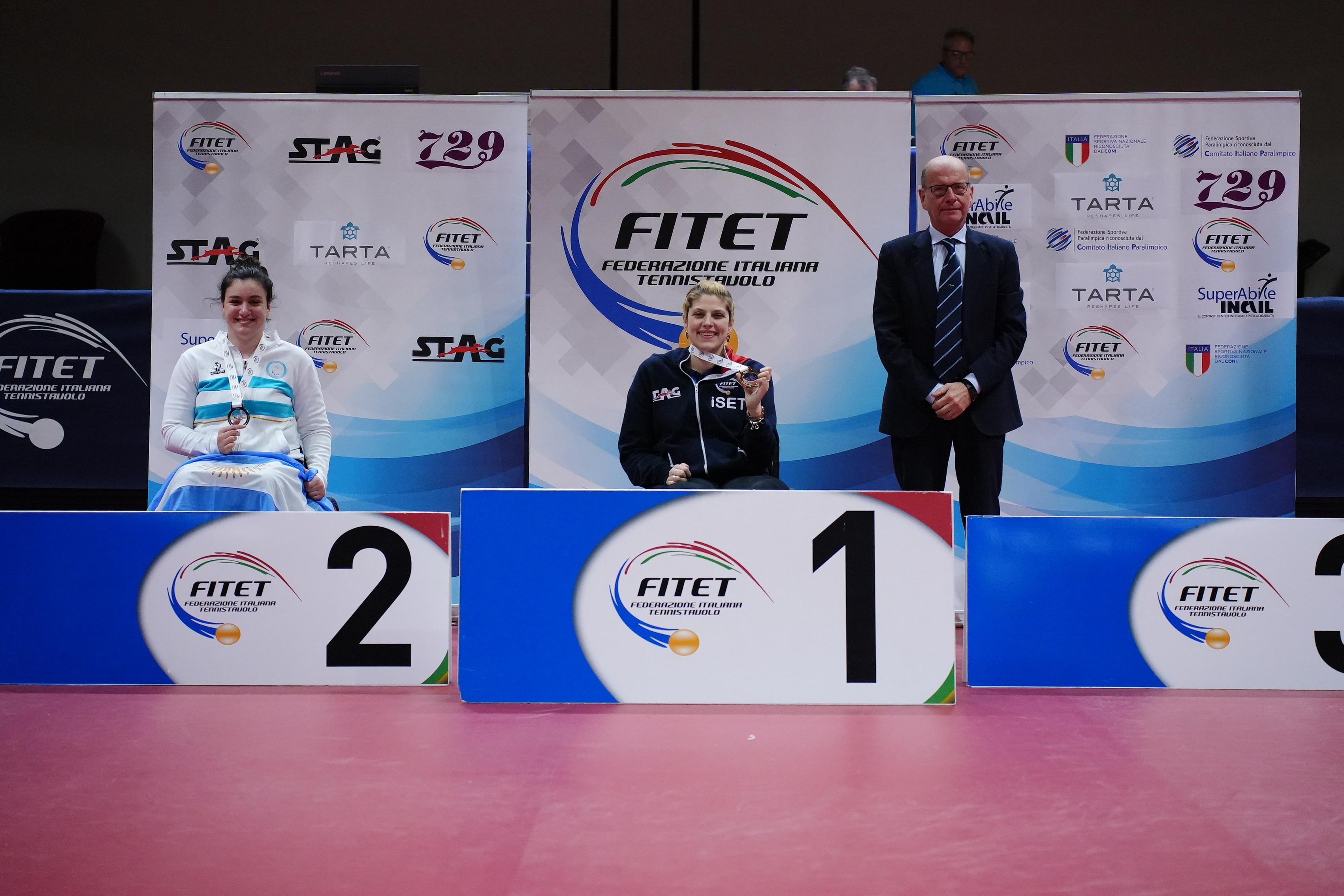 Lignano Master Para Open 2024 podio del singolare femminile di classe 1 2 con Giada Rossi oro