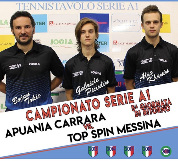 Locandina Apuania Carrara Top Spin regular season 2019 2020
