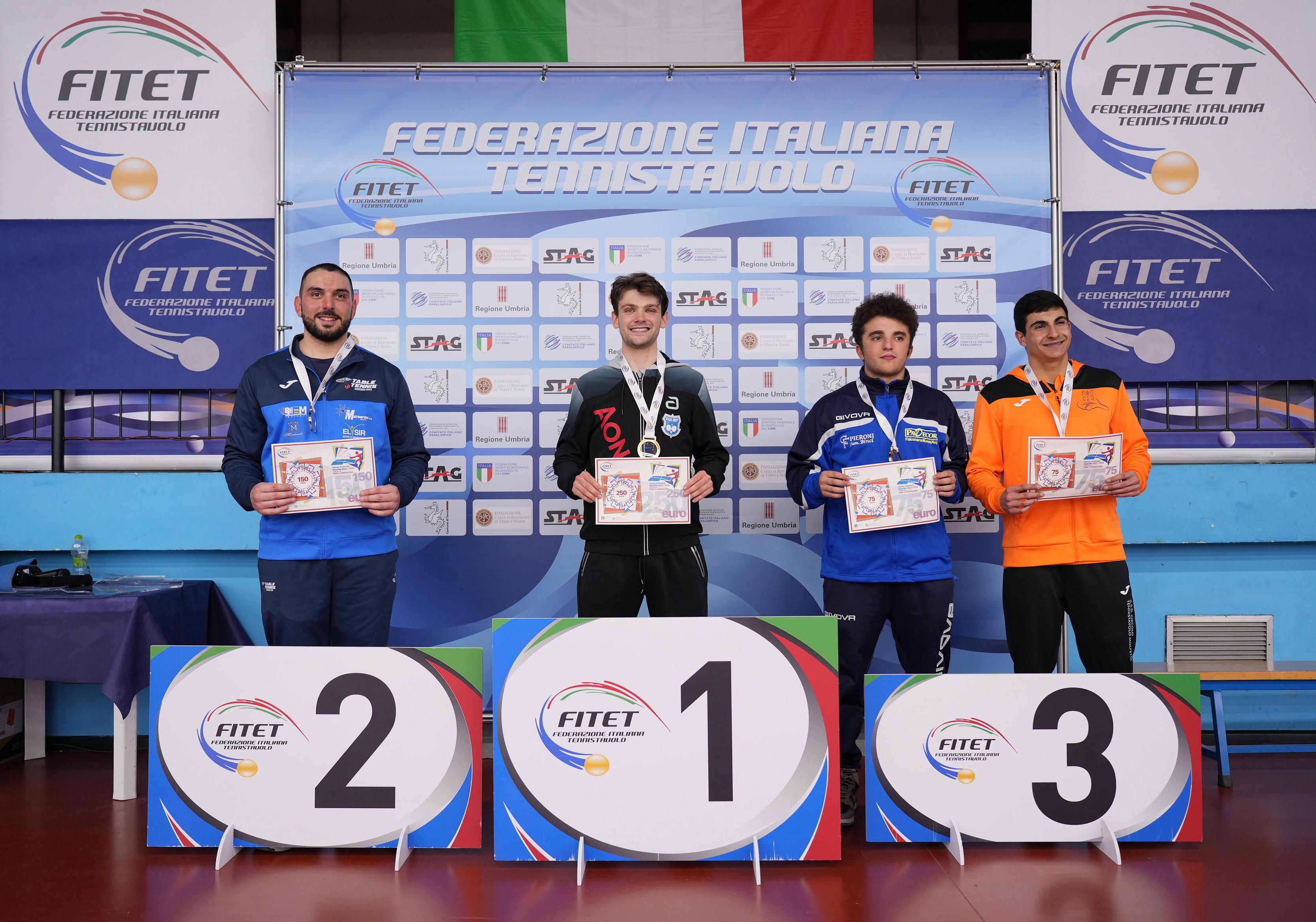 Manuel Moncada sul secondo gradino del podio nel torneo nazionale di terza categoria di Terni 3 febbraio 2024