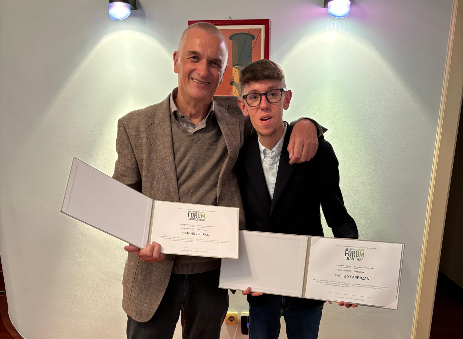 Matteo Parenzan con Marino Filipas al Forum Italo Sloveno 2024