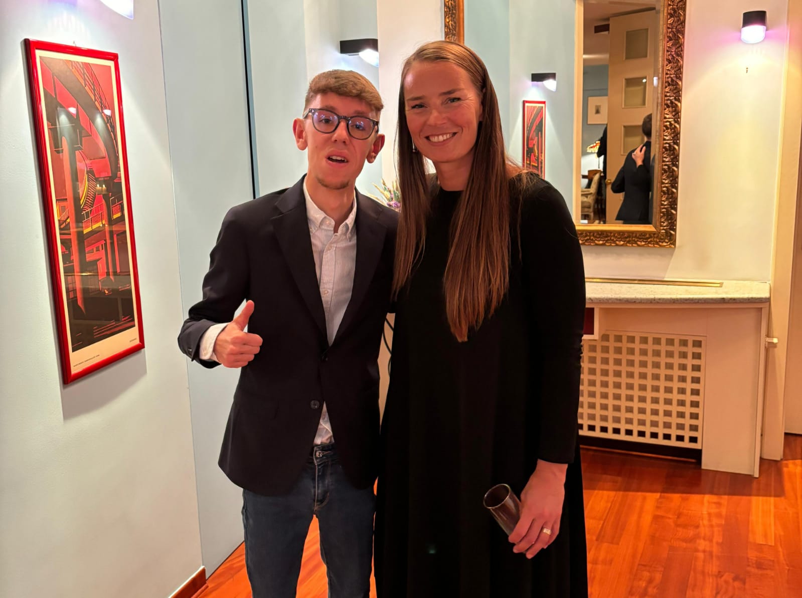 Matteo Parenzan con Tina Maze al Forum Italo Sloveno 2024