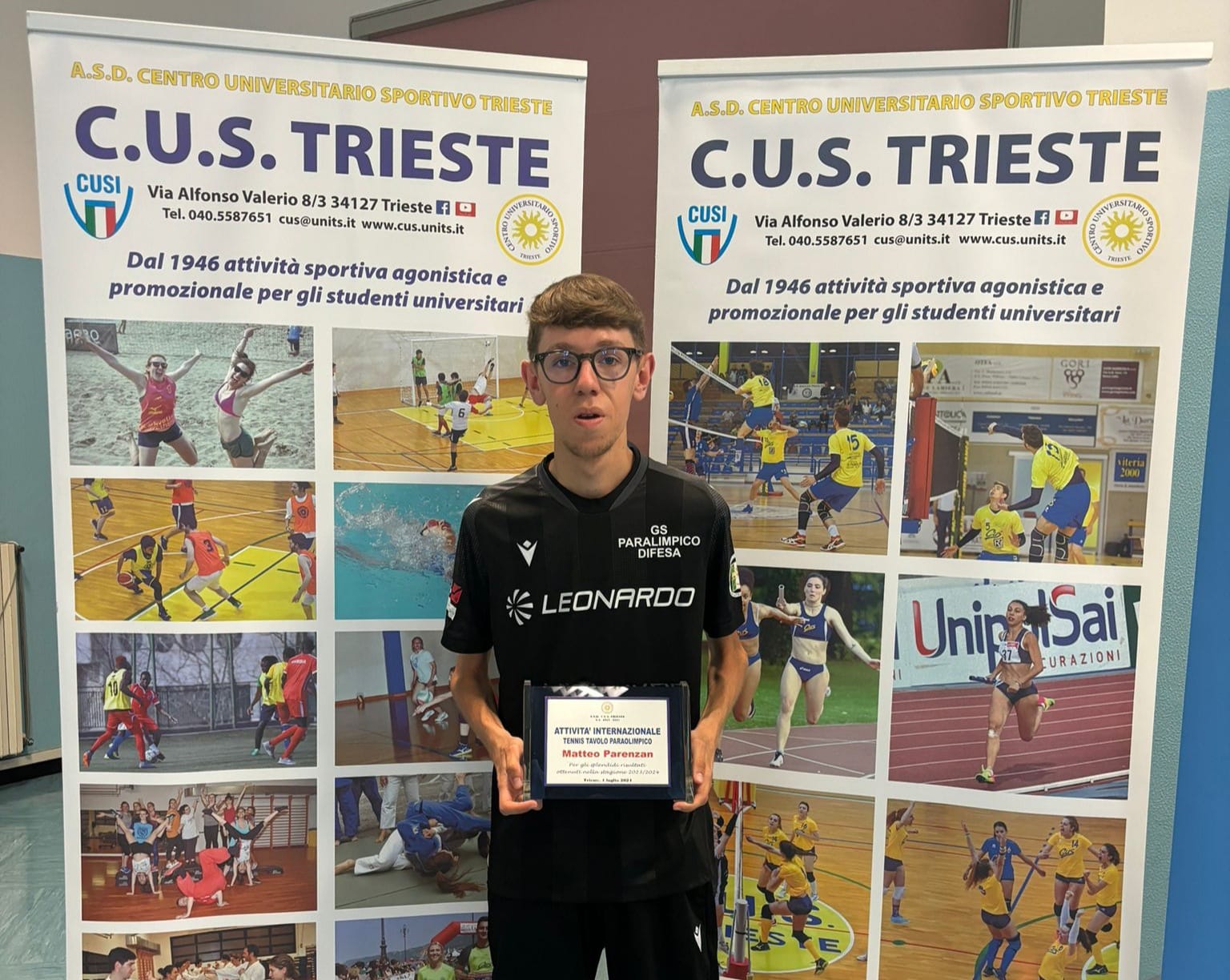 Matteo Parenzan premiato dal CUS Trieste 2024