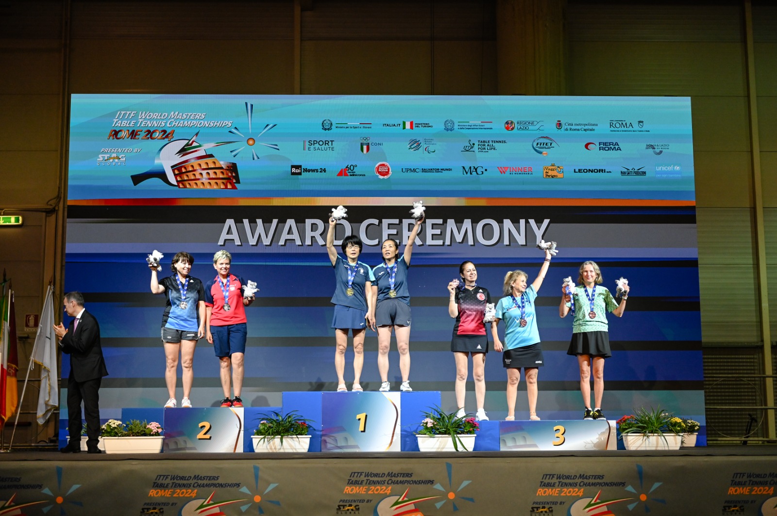 Mondiali Master di Roma podio del doppio femminile Over 55