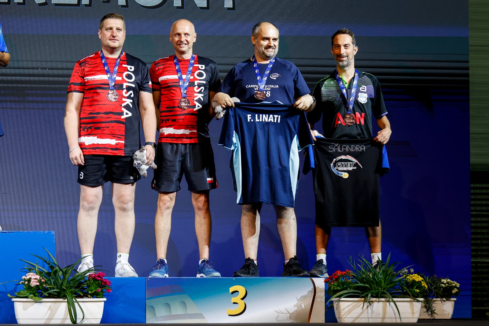 Mondiali Master di Roma podio del doppio maschile Over 40