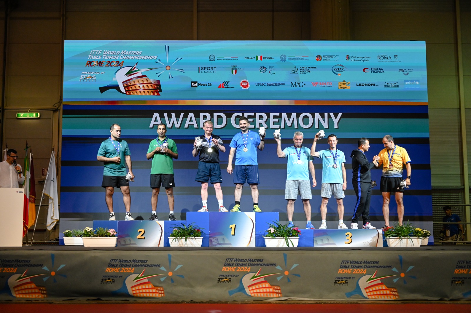 Mondiali Master di Roma podio del doppio maschile Over 45
