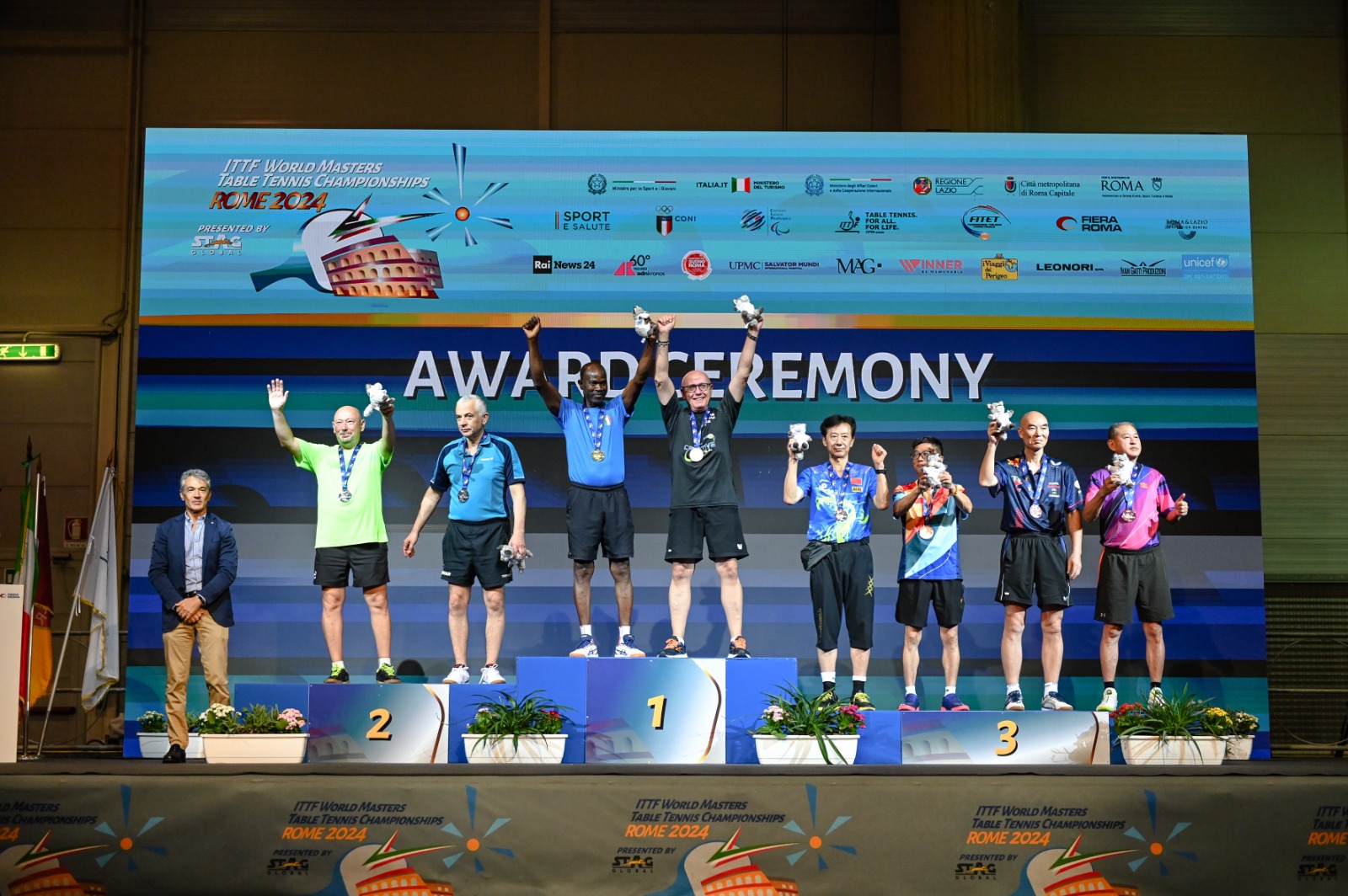 Mondiali Master di Roma podio del doppio maschile Over 60