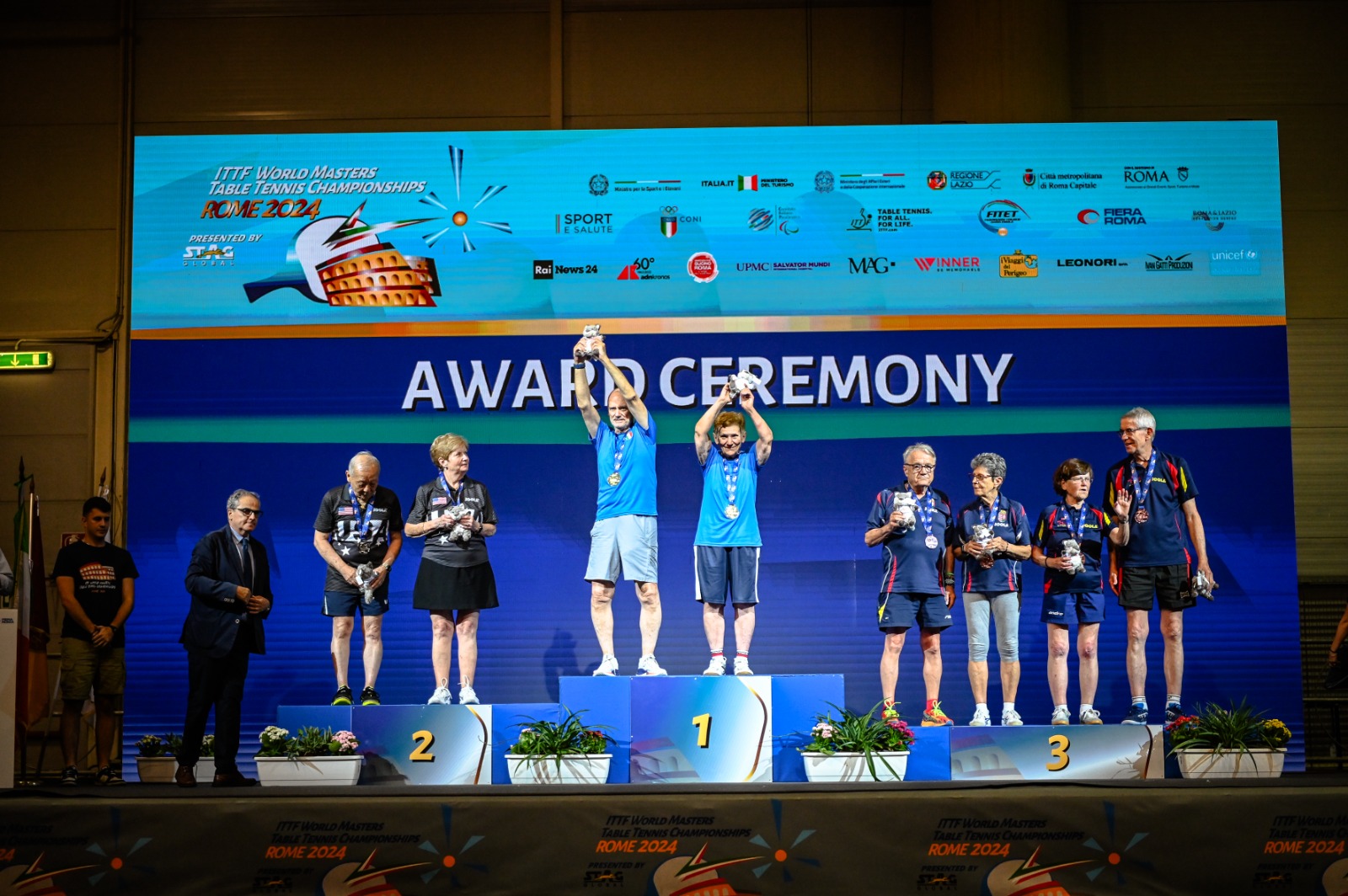 Mondiali Master di Roma podio del doppio misto Over 75