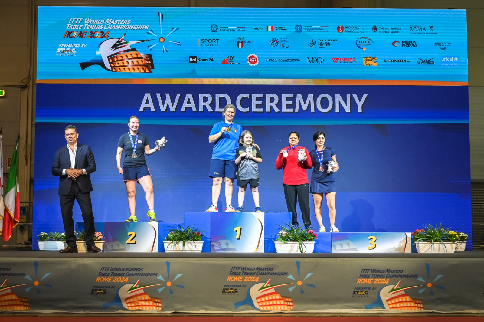 Mondiali Master di Roma podio del singolare femminile Over 45