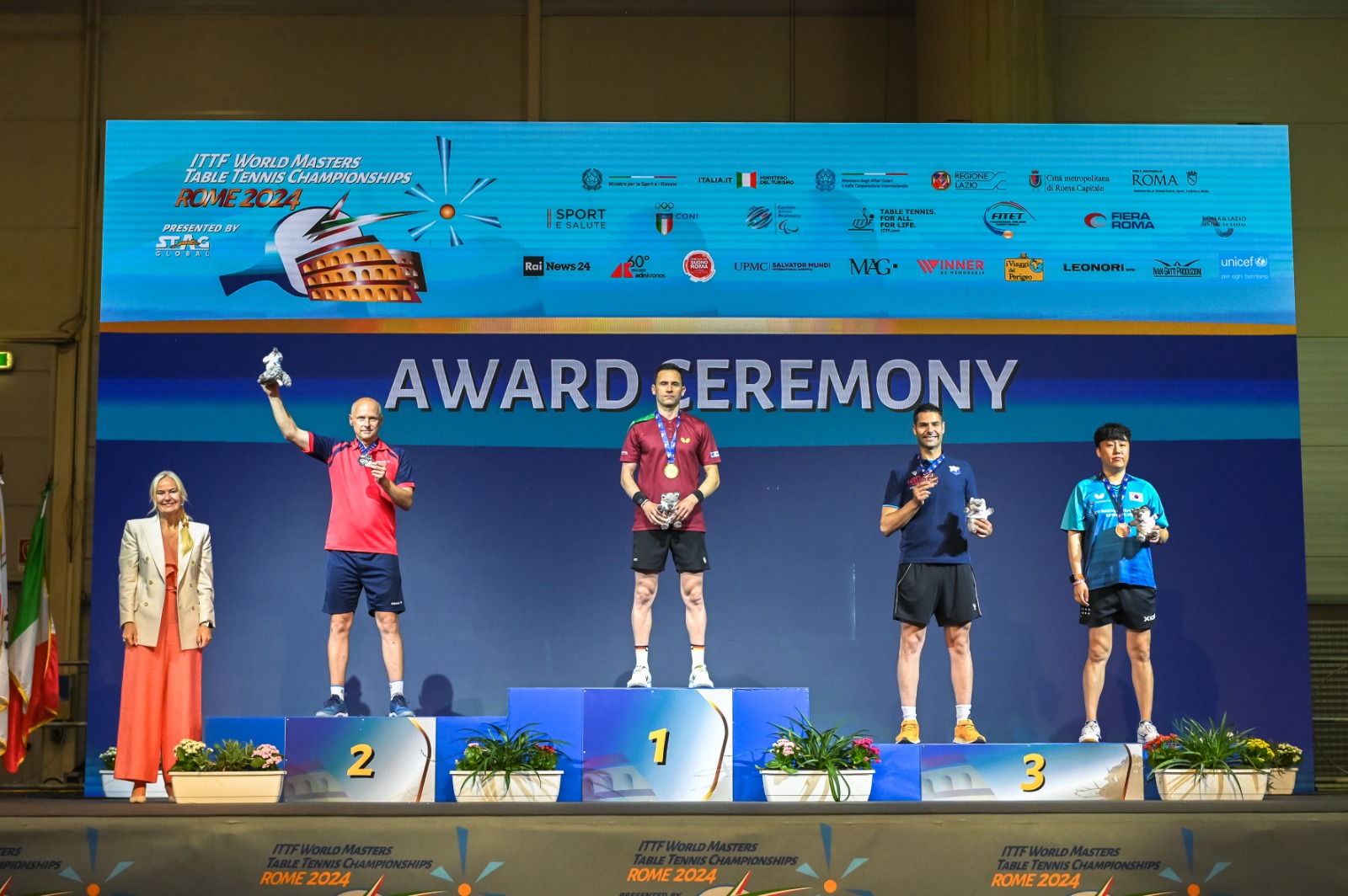 Mondiali Master di Roma podio del singolare maschile Over 40