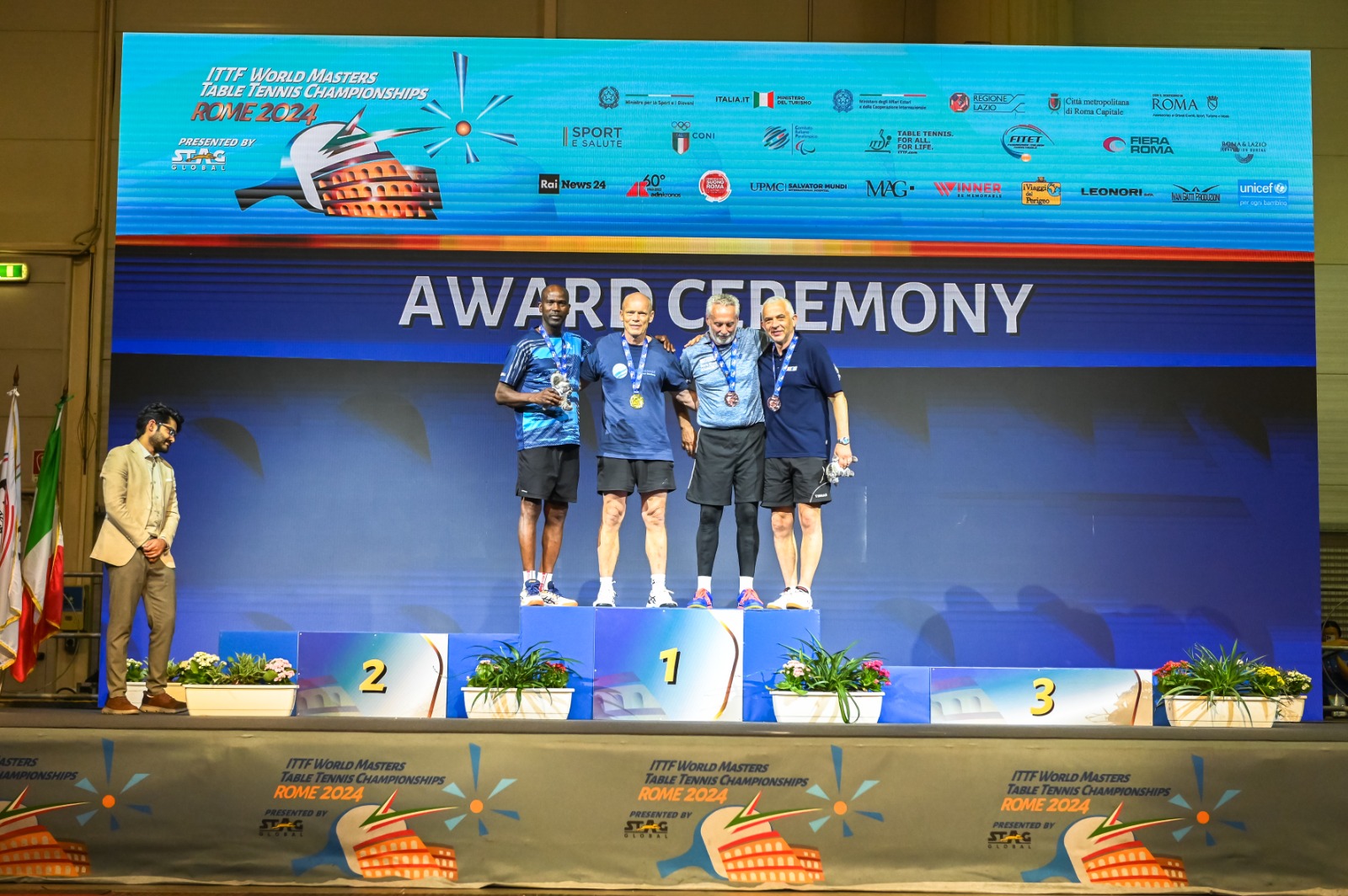 Mondiali Master di Roma podio del singolare maschile Over 60
