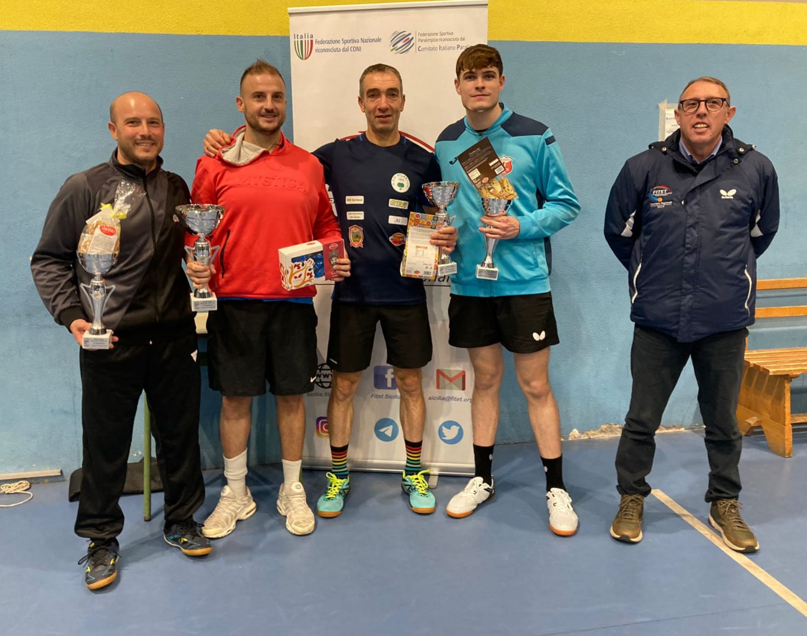 Open di Belpasso 26 dicembre 2023 podio del singolare Over 100 maschile 1 femminile