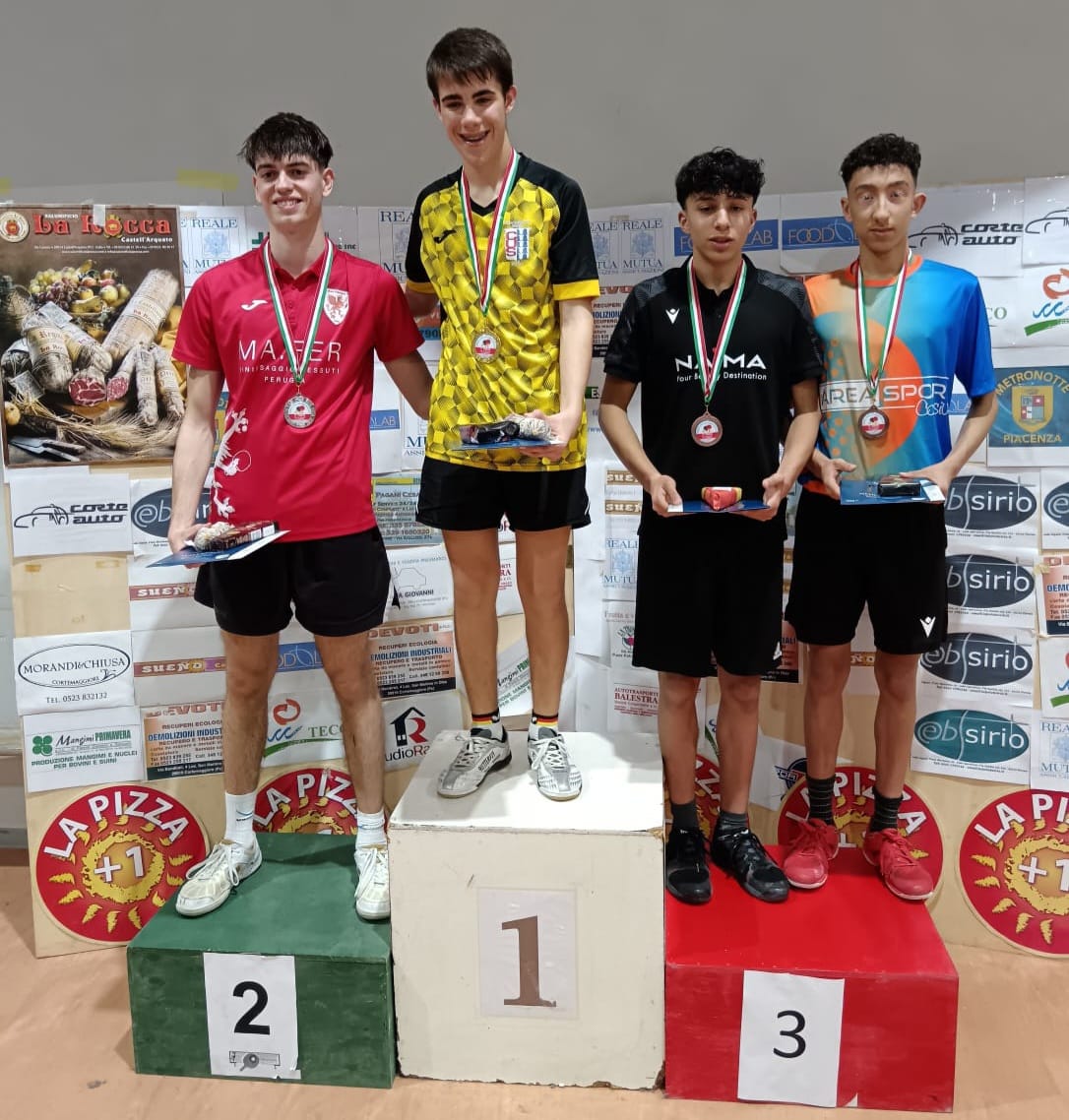Open di Cortemaggiore 19 21 aprile 2025 podio del singolare Over 450 maschile 3ª 4ª categoria femminile
