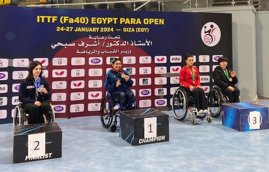 Open di Egitto paralimpico 2024 podio del singolare di classe 3 con Carlotta Ragazzini argento