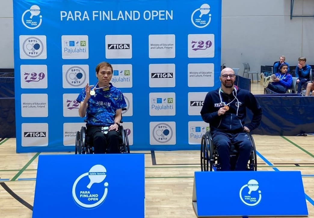 Open di Finlandia paralimpico 2023 podio del singolare di classe 1 con Federico Falco