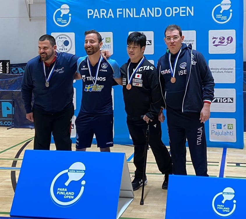 Open di Finlandia paralimpico 2023 podio del singolare di classe 6 con Marco Bove