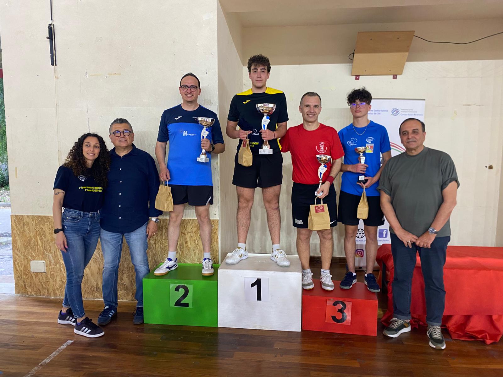 Open di Siracusa 1 Memorial Manuel Moncada podio del singolare Over 1 maschile Over 1 femminile