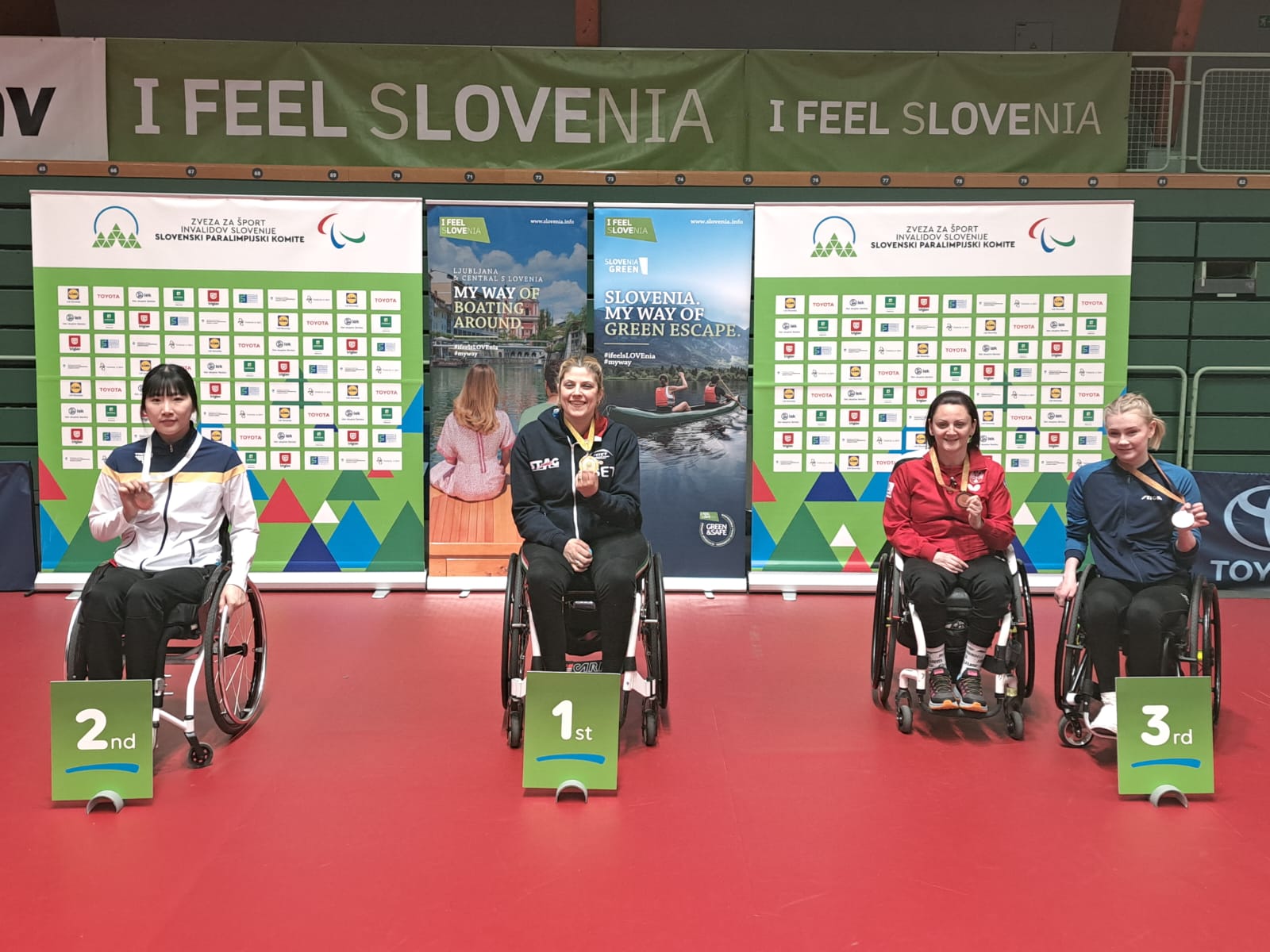 Open di Slovenia paralimpico 2024 podio del singolare di classe 1 2 con Giada Rossi oro