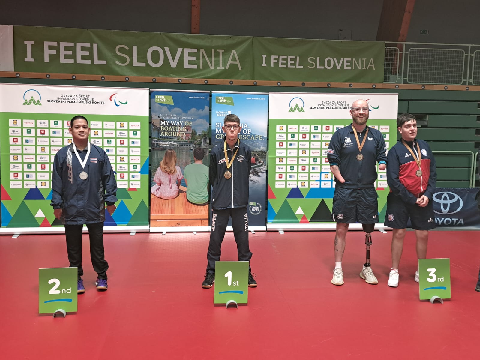 Open di Slovenia paralimpico 2024 podio del singolare di classe 6 con Matteo Parenzan oro