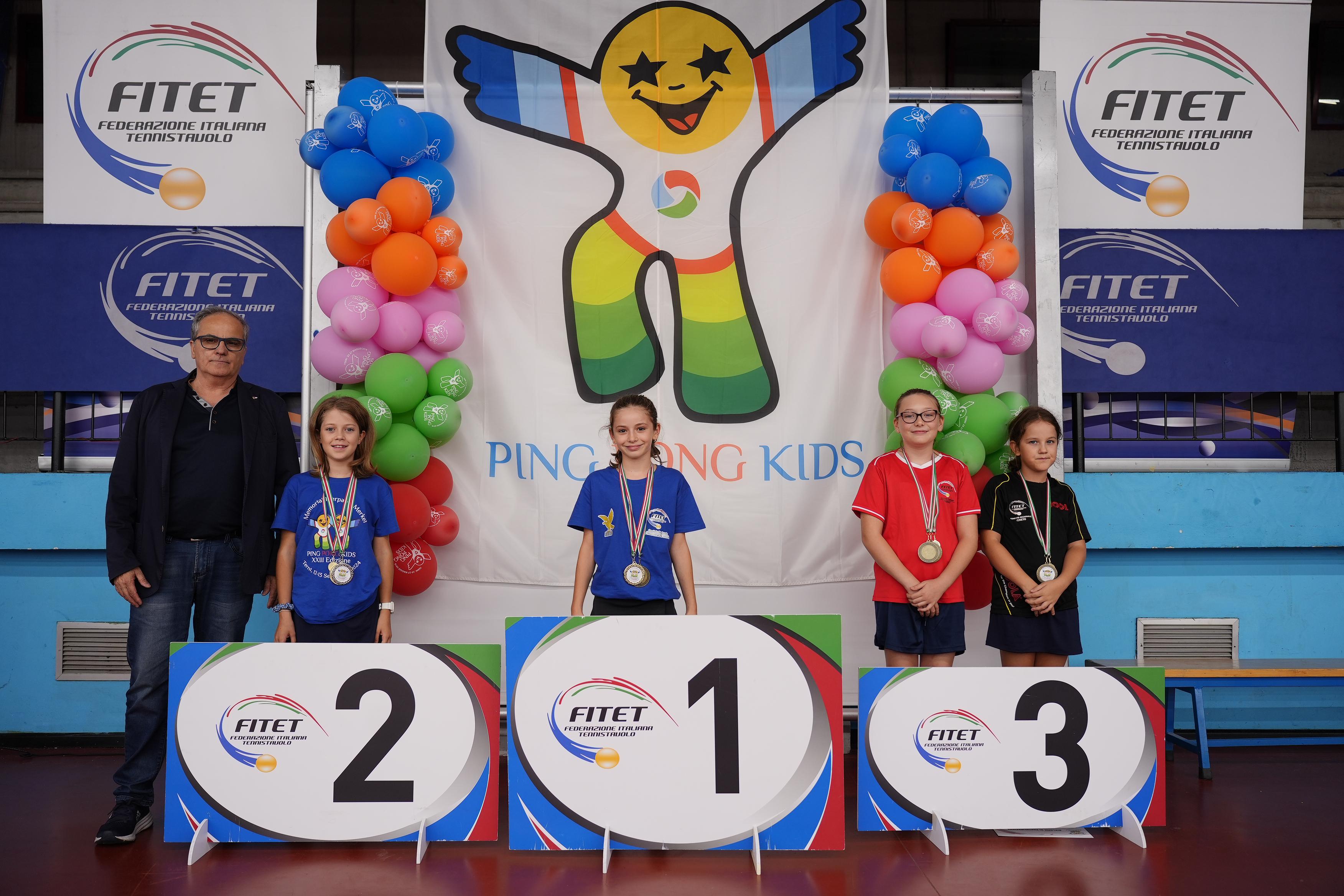 Ping Pong Kids 2024 podio torneo tennistavolo Under 1000 femminile