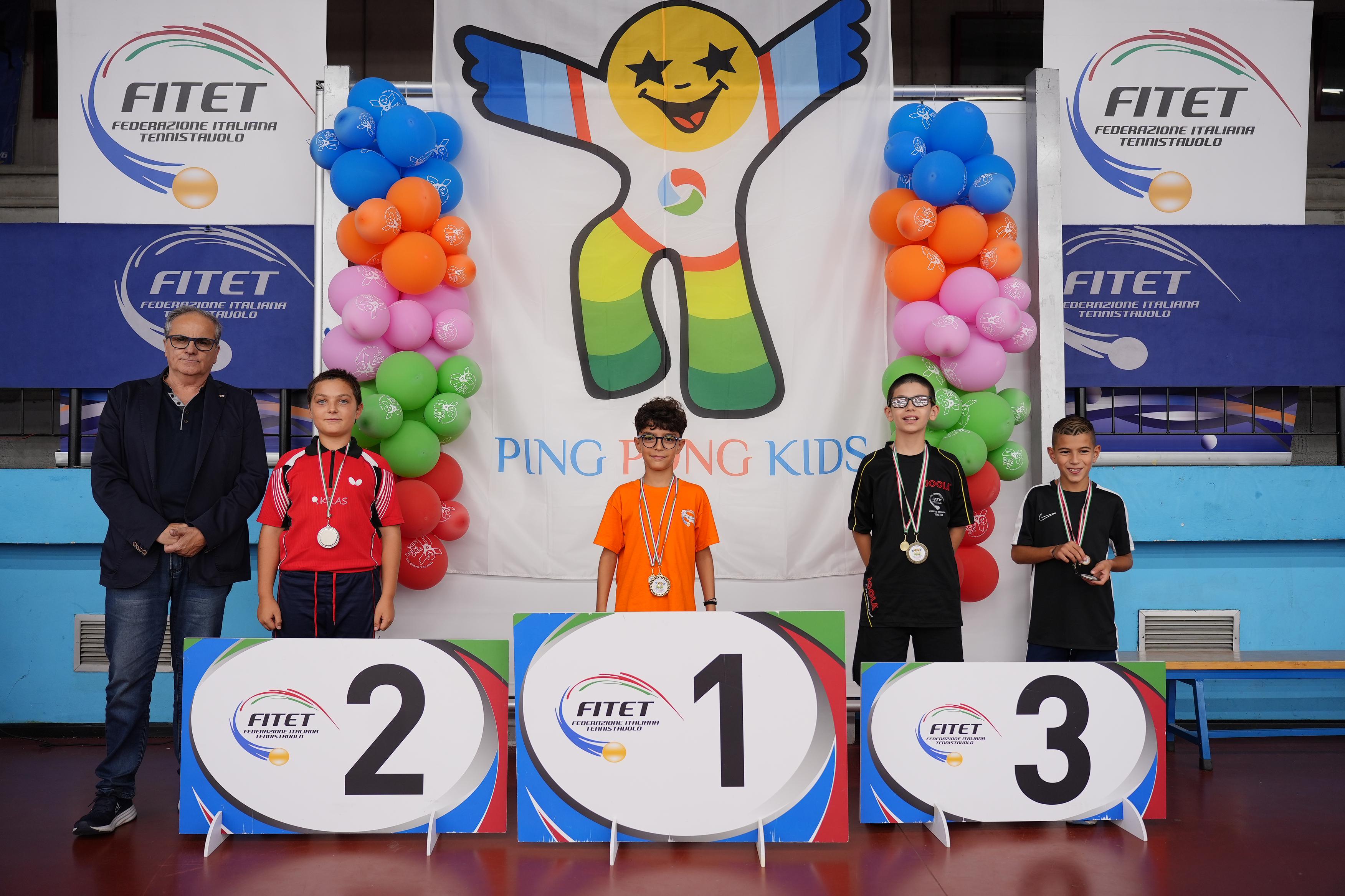 Ping Pong Kids 2024 podio torneo tennistavolo Under 2000 maschile