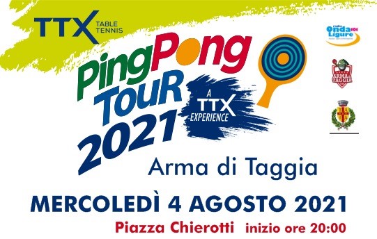 Ping Pong Tour 2021 ad Arma di Taggia 4 agosto 2021 banner