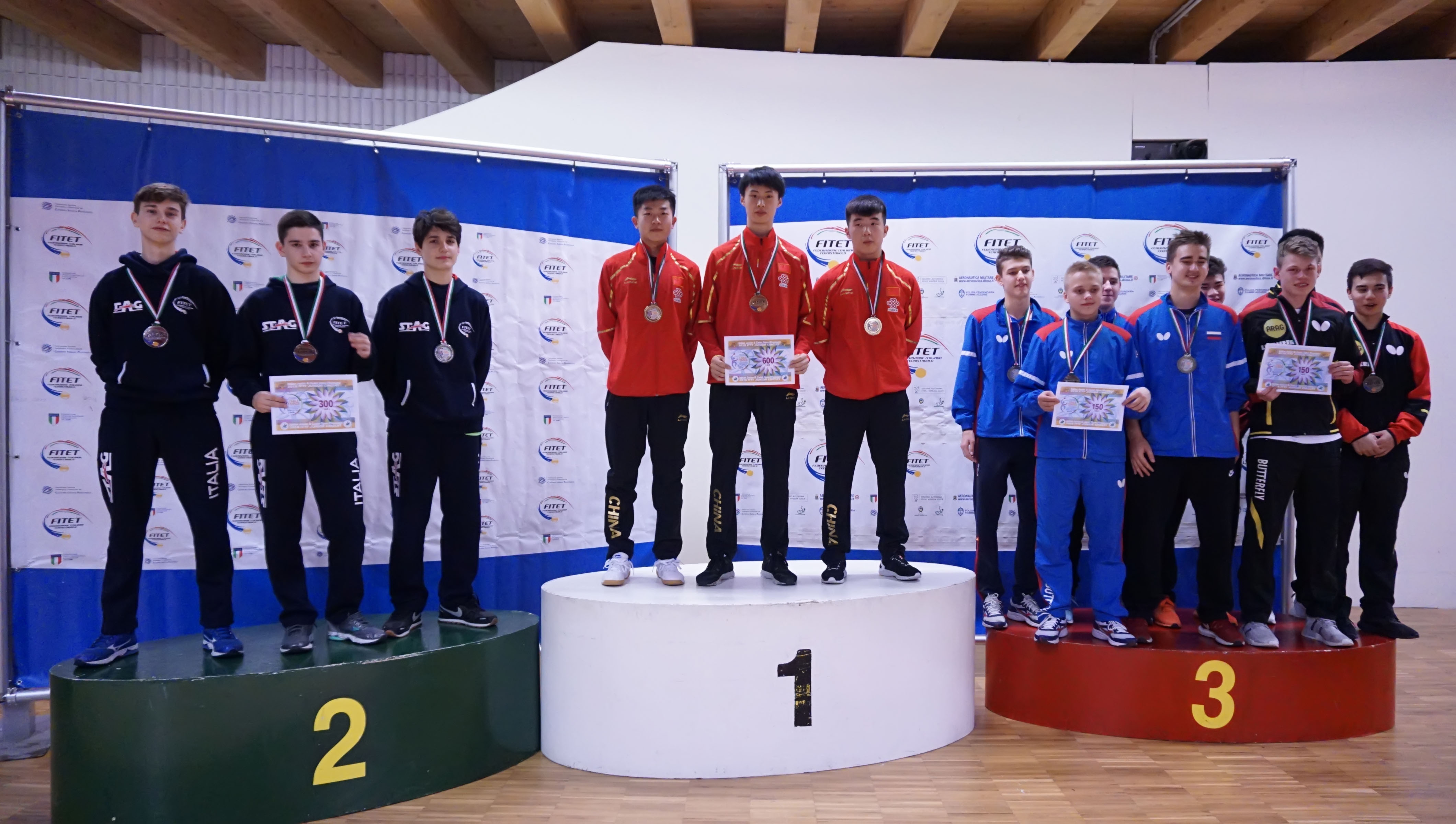 Podio Juniores a squadre Italian Open 2018 Italia seconda dietro la Cina