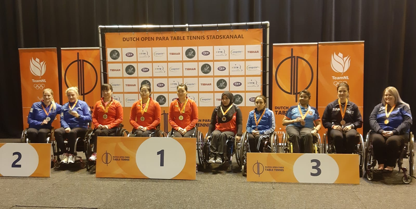 Podio a squadre di classe 3 5 Open di Olanda paralimpico 2019
